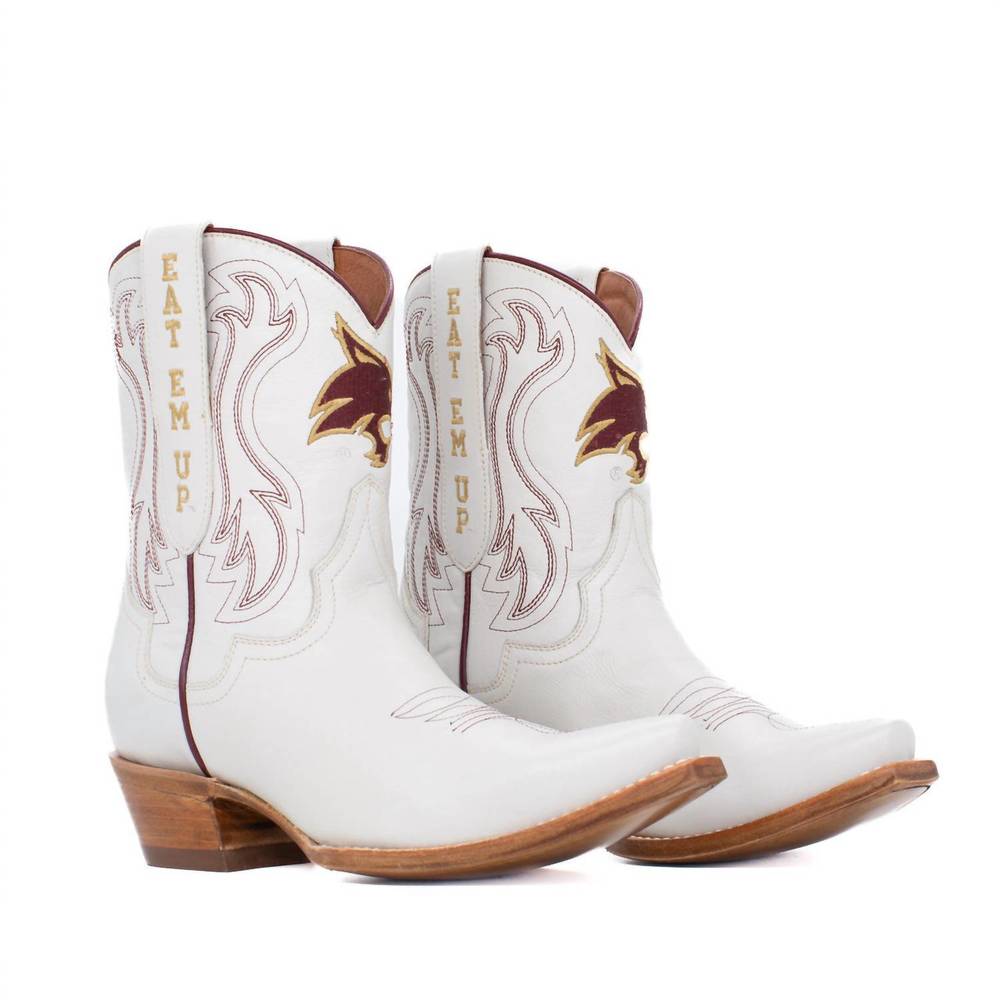 NEW GAMEDAY BOOTS women's shorty western texas state university boots in ivory
